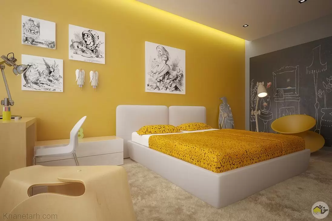 اتاق خواب زرد