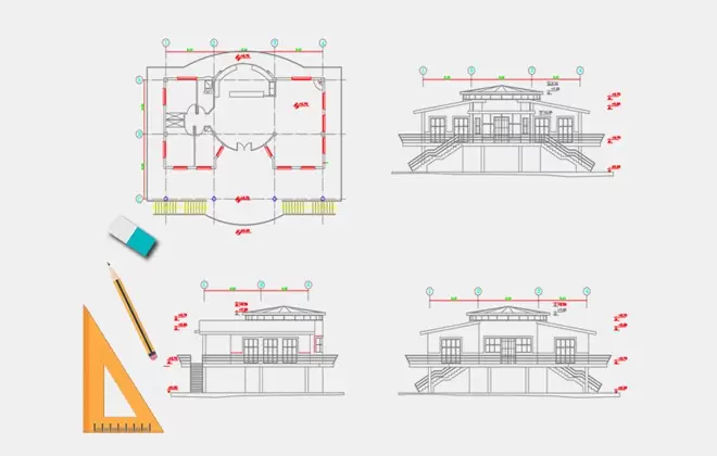نقشه خانه ویلایی دو خوابه