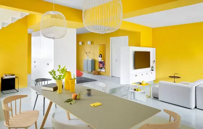 دکوراسیون زرد و سفید