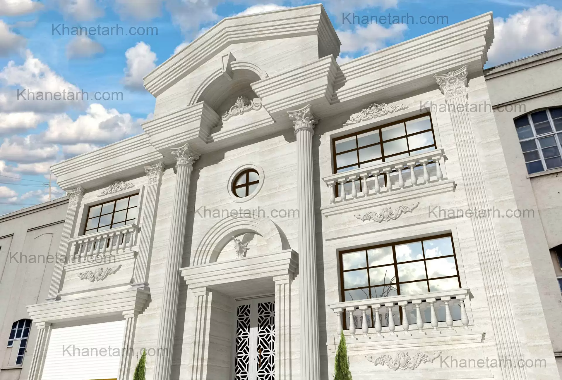 نمای رومی ساختمان دو طبقه