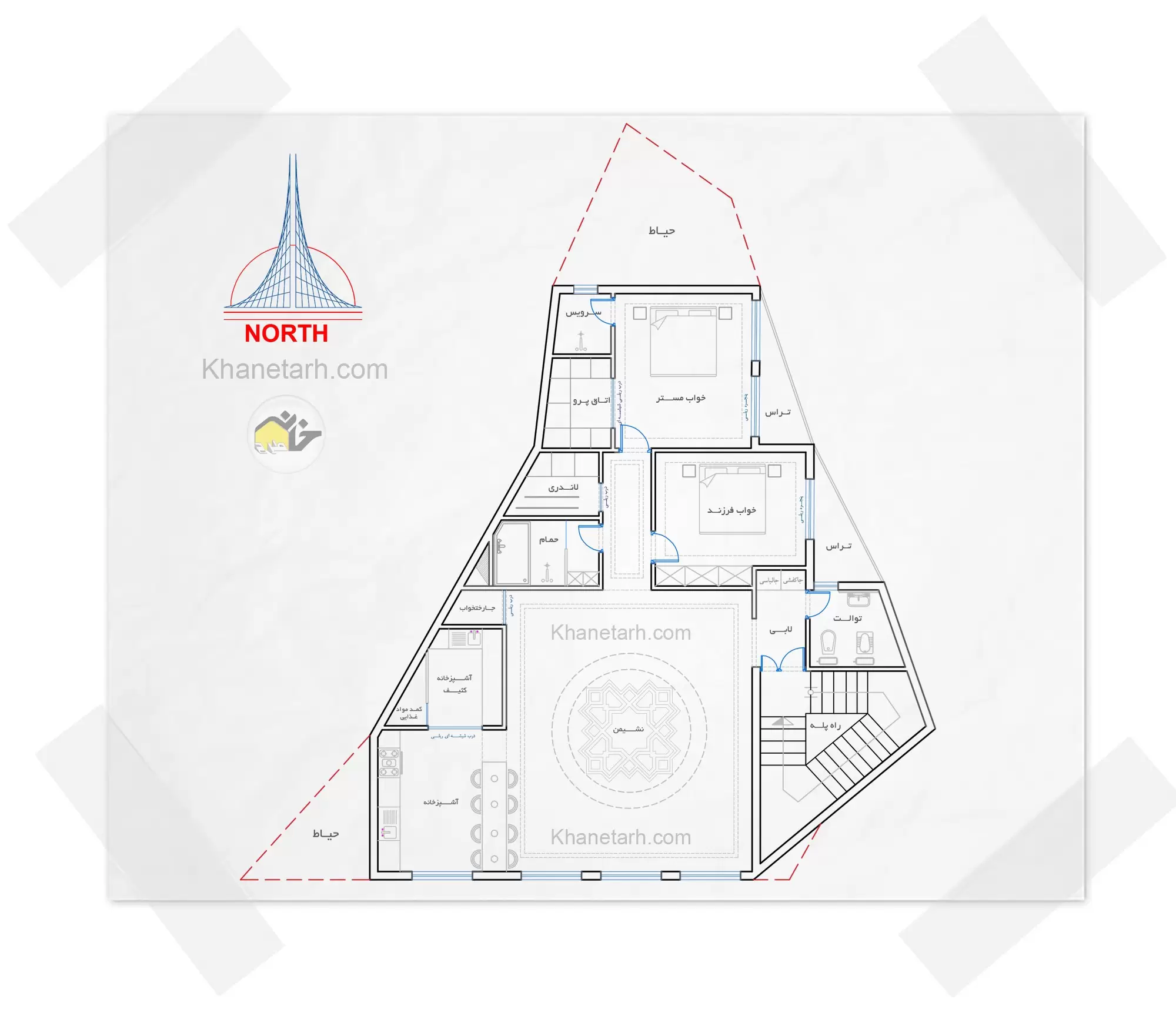 طراحی نقشه خانه ۱۴۰ متری 
