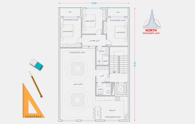 نقشه خانه سه خوابه