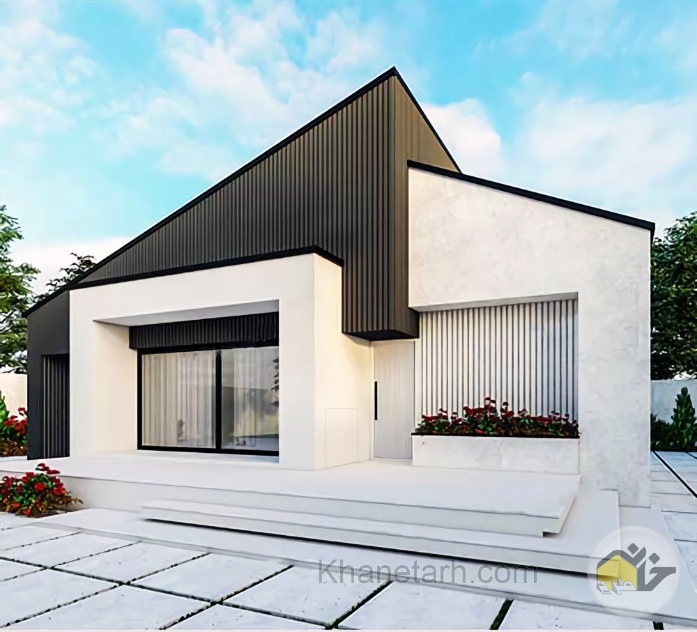 مدل نمای شیروانی برای نقشه خانه یک خوابه 60 متری نقشه خانه یک خوابه 60 متری