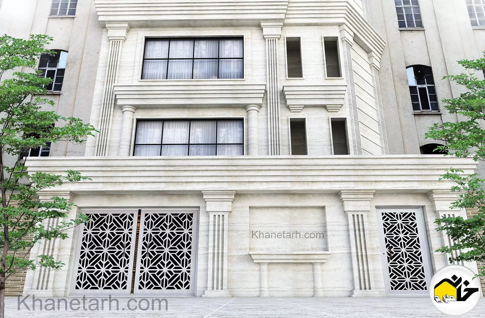 نمای ساختمان پنج طبقه