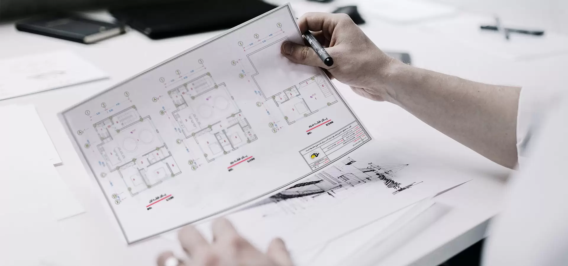 نقشه ساختمان 130 متری دو خوابه