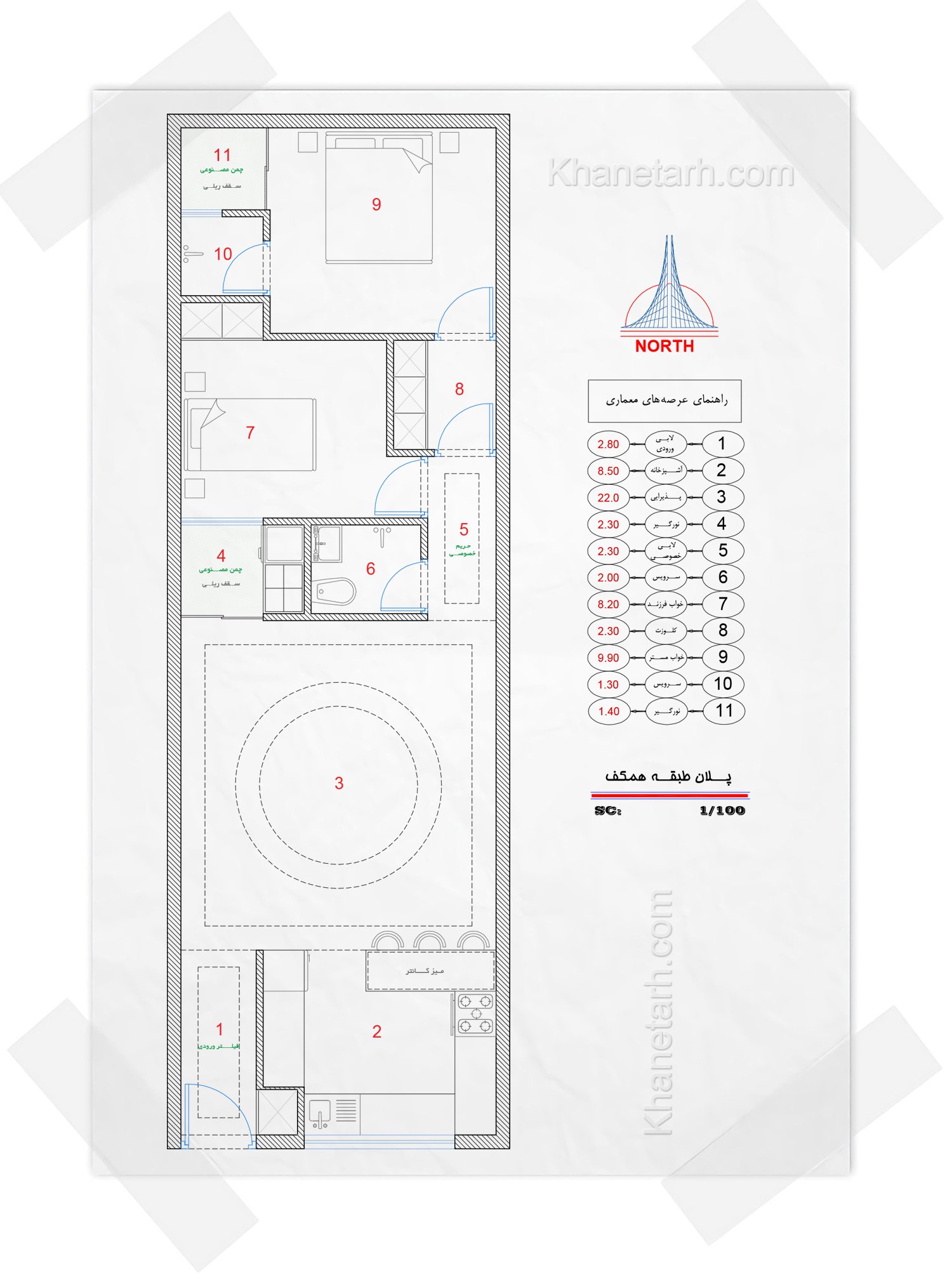 نقشه خانه 75 متری دو خوابه نقشه خانه ویلایی عرض 5 متر