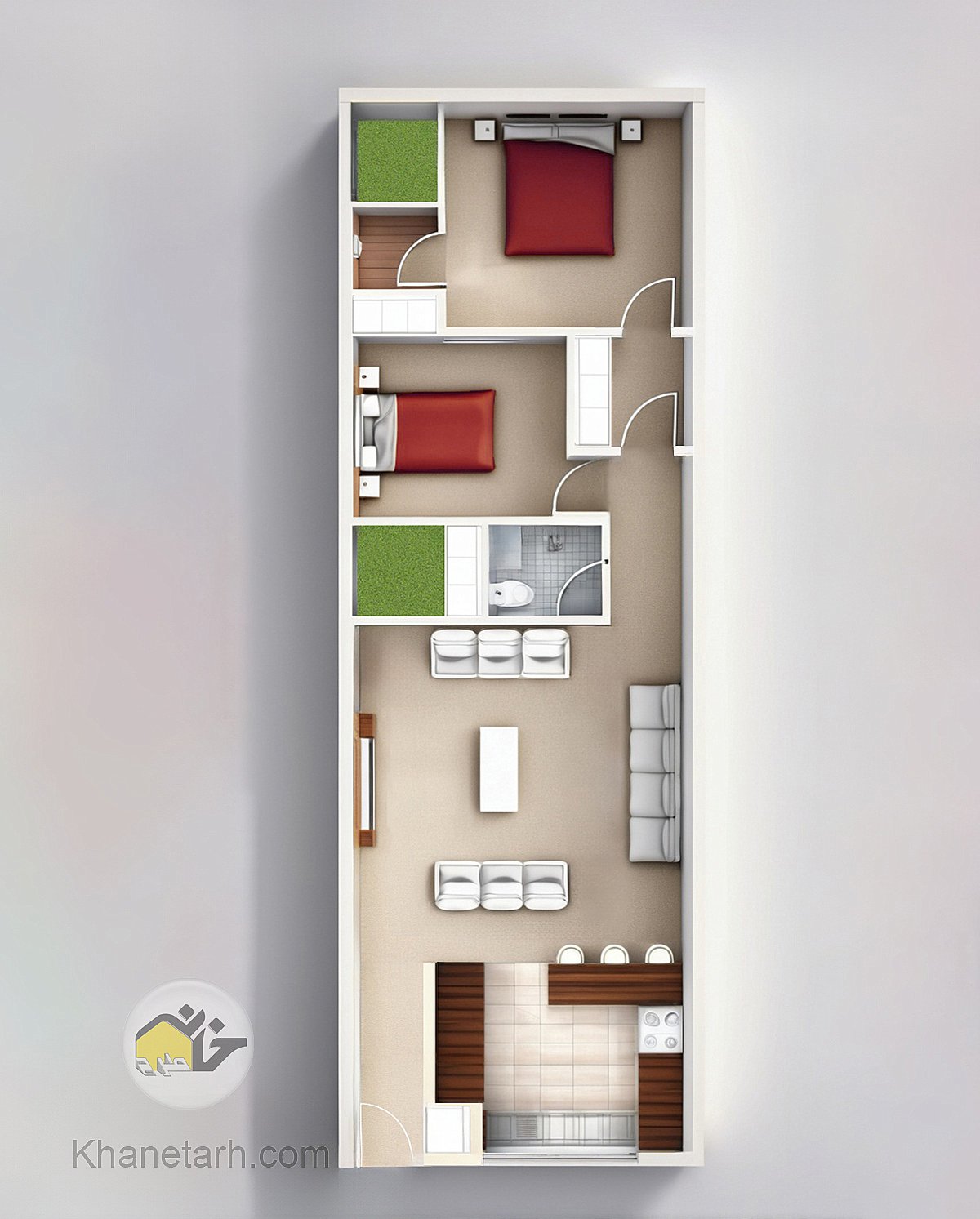 نقشه ساختمان با عرض 5 متر شمالی نقشه خانه اتوبوسی