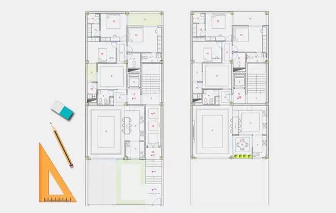 نقشه ساختمان عرض 10 متر