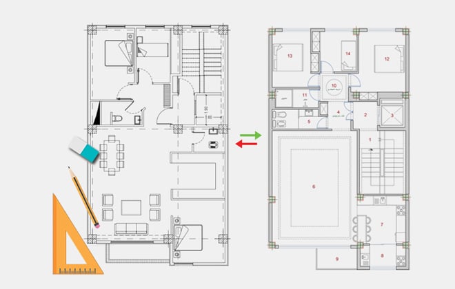 نقشه ساختمان با عرض ۹ متر