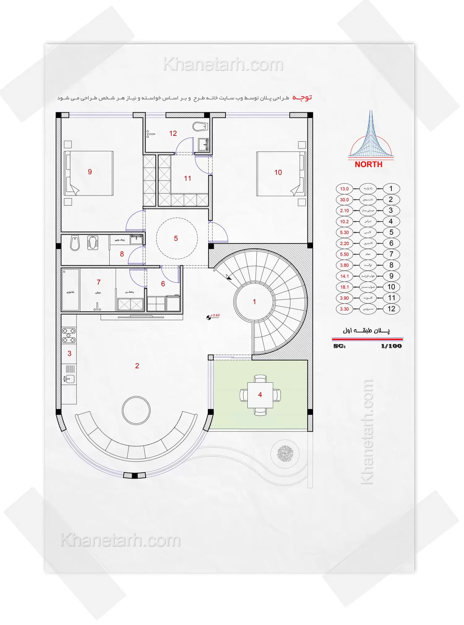 نقشه ویلا مدرن عرض ۱۰ متر نقشه دوبلکس