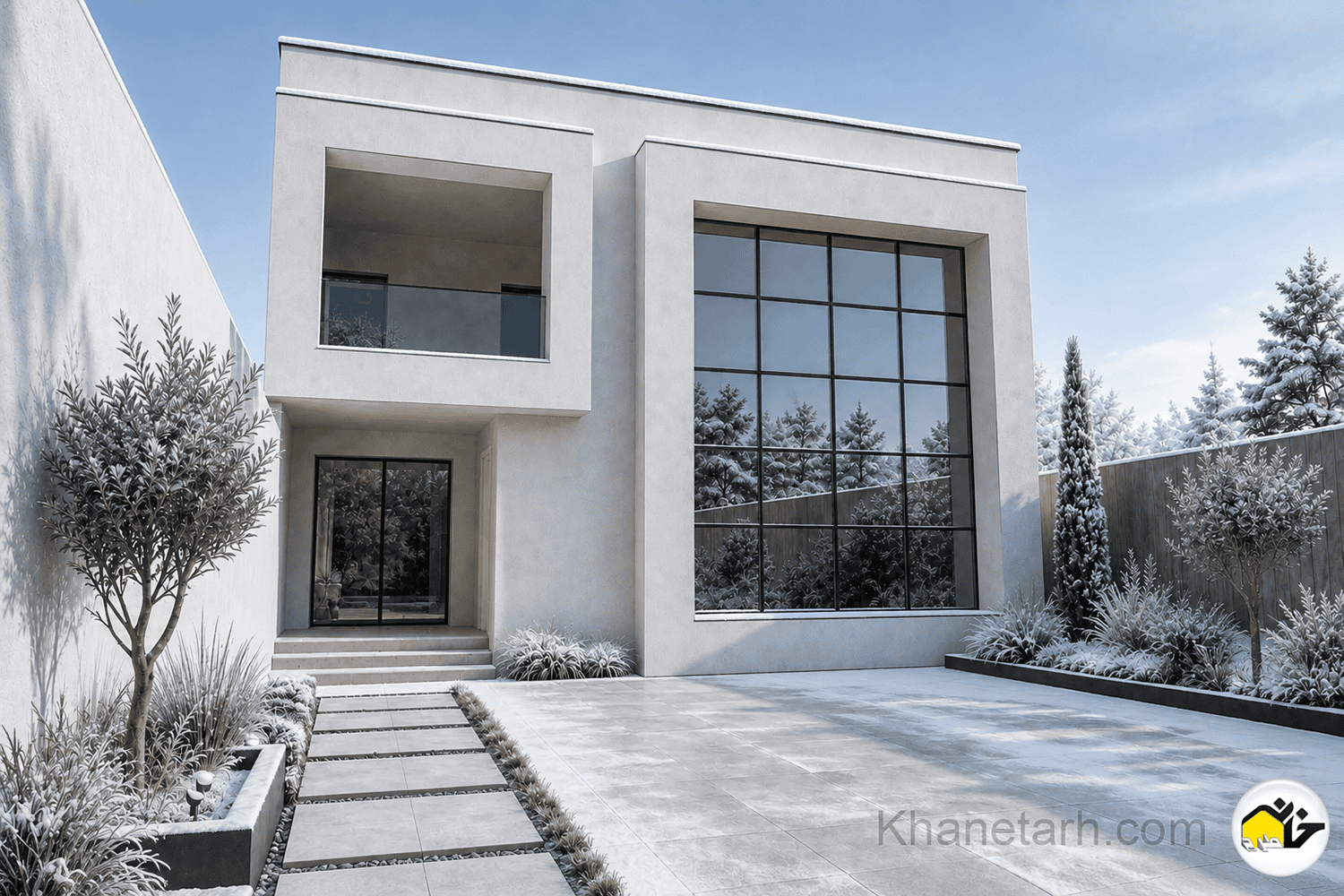 طراحی نمای ویلا مدرن حرفه ای نمای ساختمان میکروسمنت